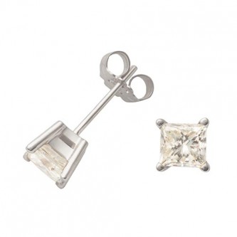 JILCO 14K WHITE GOLD .50TWT PRINCESS CUT DIAMOND EARRINGS