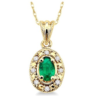 JILCO DIAMOND & EMERALD OVAL NECKLACE